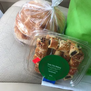 Fresh baked pita. Fresh baked date cookies