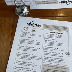 menu