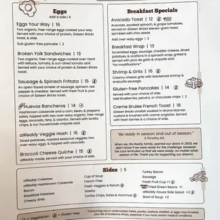 Breakfast menu