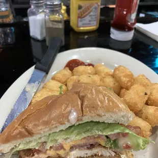 The Chicken Club is delicious with bacon, lettuce, tomato, and Als Sauce!