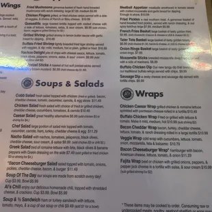 Menu- Appetizers etc