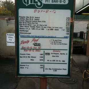 ows the menu for the bar - b - q