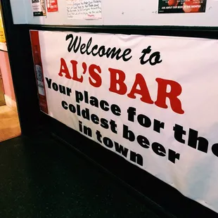a sign in a restaurant