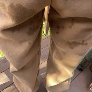 Grease on the front of my sweats from their food.