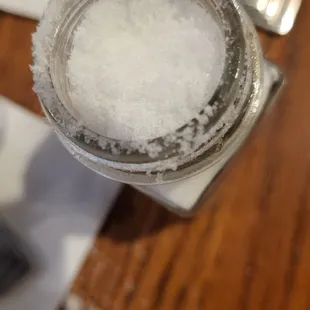 a close up of a glass of sugar
