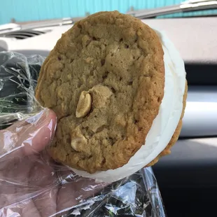 Huge!  Peanut butter cookie ice cream sandwich.