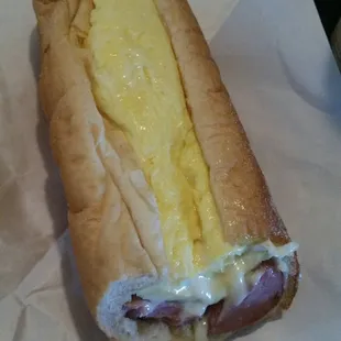 Kielbasa Egg and Cheese on a long roll