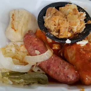 Sampler Also has a drink and a slice of bread not picture