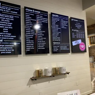 menus on the wall