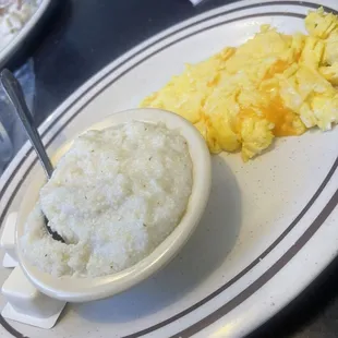 Scrambled eggs and grits