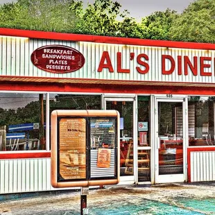 the exterior of a diner