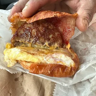 Sausage, Egg and Cheese Croissant Sandwich