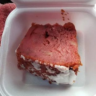 Strawberry Banana cake. The texture was like a pie. This was still good!