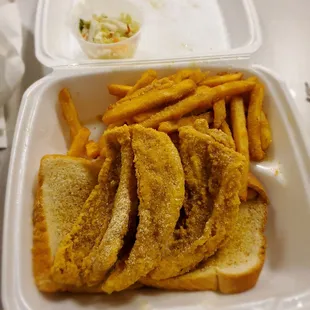 Perch with Cole slaw and fries
