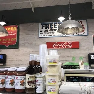 Behind the meat counter