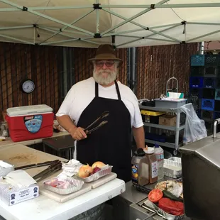 Charming Bill cooking the tri tips!