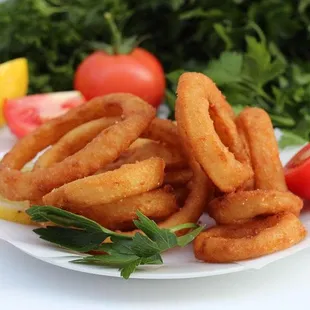 a plate of onion rings