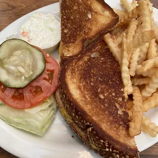 Grilled American Cheese Sandwich with French Fries