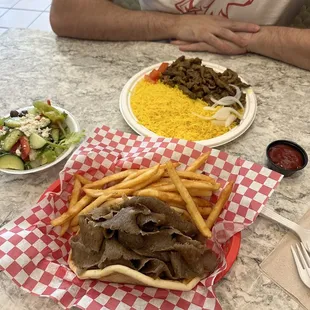 Gyro special and beef shawarma plate