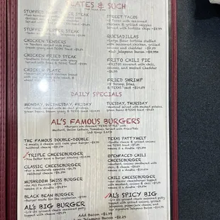 Plates &amp; Such, Daily Specials, &amp; Burgers