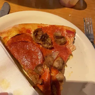 Pepperoni and sausage pizza