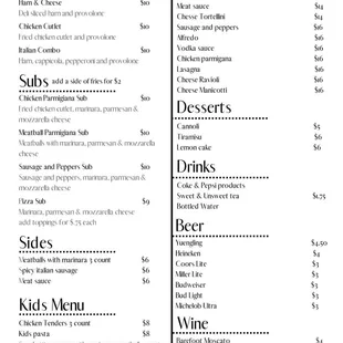 Al&apos;s NY Pizza Menu as of 10/14/2024