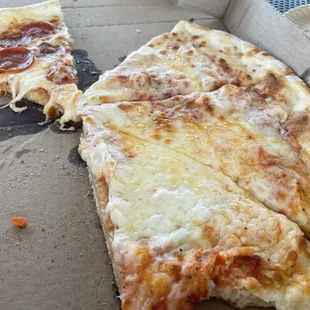 Cheap cheese and no sauce. .99 cent pizza in NYC tastes better. That&apos;s actually school pizza and everyone hates school pizza.