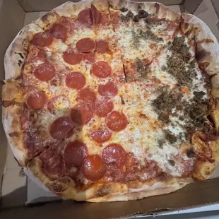 Half Pepperoni and Beef Pizza