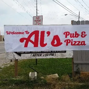 a sign for the restaurant