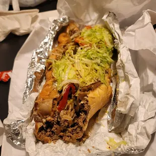 This is 1 huge 12 inch cheese steak