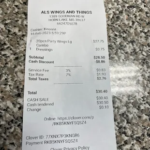 a receipt for the airline