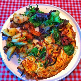 Spinach, Crispy Bacon, Red Onion and Goat Cheese Omelette