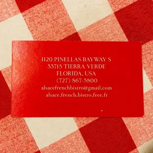 a red business card