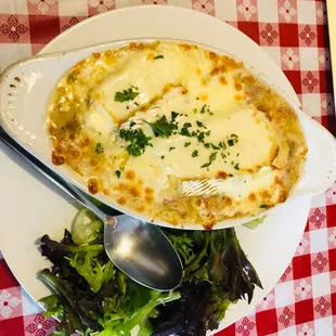 Jun 21 - Brunch - Tartiglette - A very rich and tasty cheesy potato casserole with bacon and onion - $15