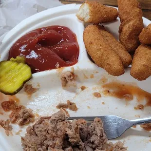 a half eaten plate of food