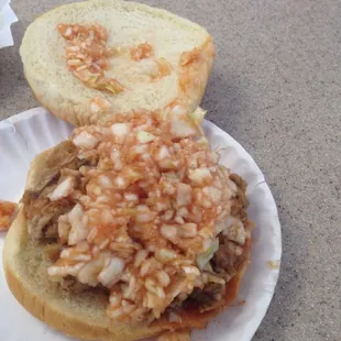 Their Chopped BBQ Sandwich - at $3.70, a tad small. But this is very good pig.