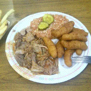 The coarse chopped BBQ pork