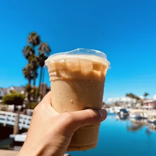 Iced Vanilla Latte and Newport Beach Canals