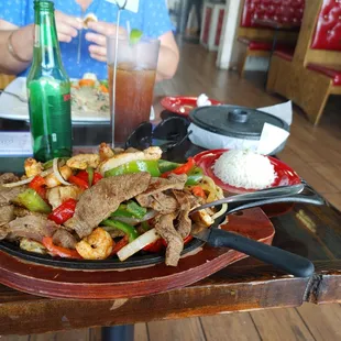 Beef, Chicken, Shrimp fajitas!