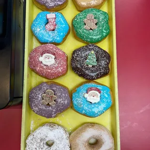 Christmas donuts get it before there gone limited time only