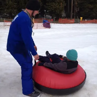 Ready to go down the slope @ the tube park!