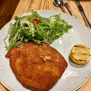 Chicken Milanese with Arugula, Frisee, Cherry Tomatoes, Pickled Red Onions ($26) - so-so