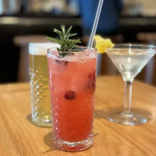 Blackberry Roseberry made with cranberries, Harland Japanese Lager and Ashuelot Gin Martini