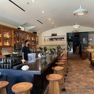 You can eat at the bar, booth or patio.