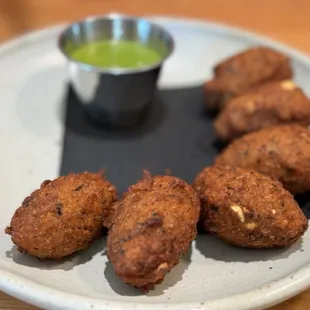 Black Eyed Pea Fritters with Spicy Herb Sauce $11