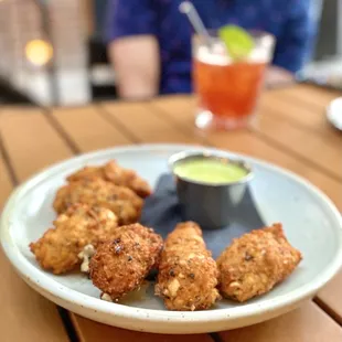 Black Eyed Pea Fritters with Spicy Herb Sauce