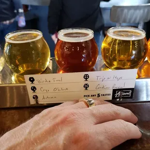 Beer flight while picking up a 4 pack to go! Great deal on fantastic beers.