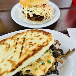 Mushroom Grilled Cheese (front), BBQ (back)