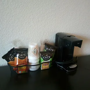 In suite coffee and tea.