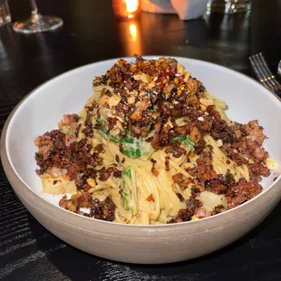 Pasta with a peanut sauce